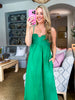 Bring the Chic Linen Midi Dress-Emerald