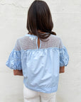 Sheer Romance Bubble Top-Sky Blue