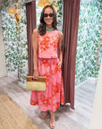 Soft Bloom Midi Skirt-Pink