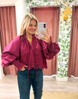 Rosamund Puff Sleeve Top-Plum