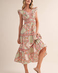 Sweet Spell Floral Midi Dress-Ivory