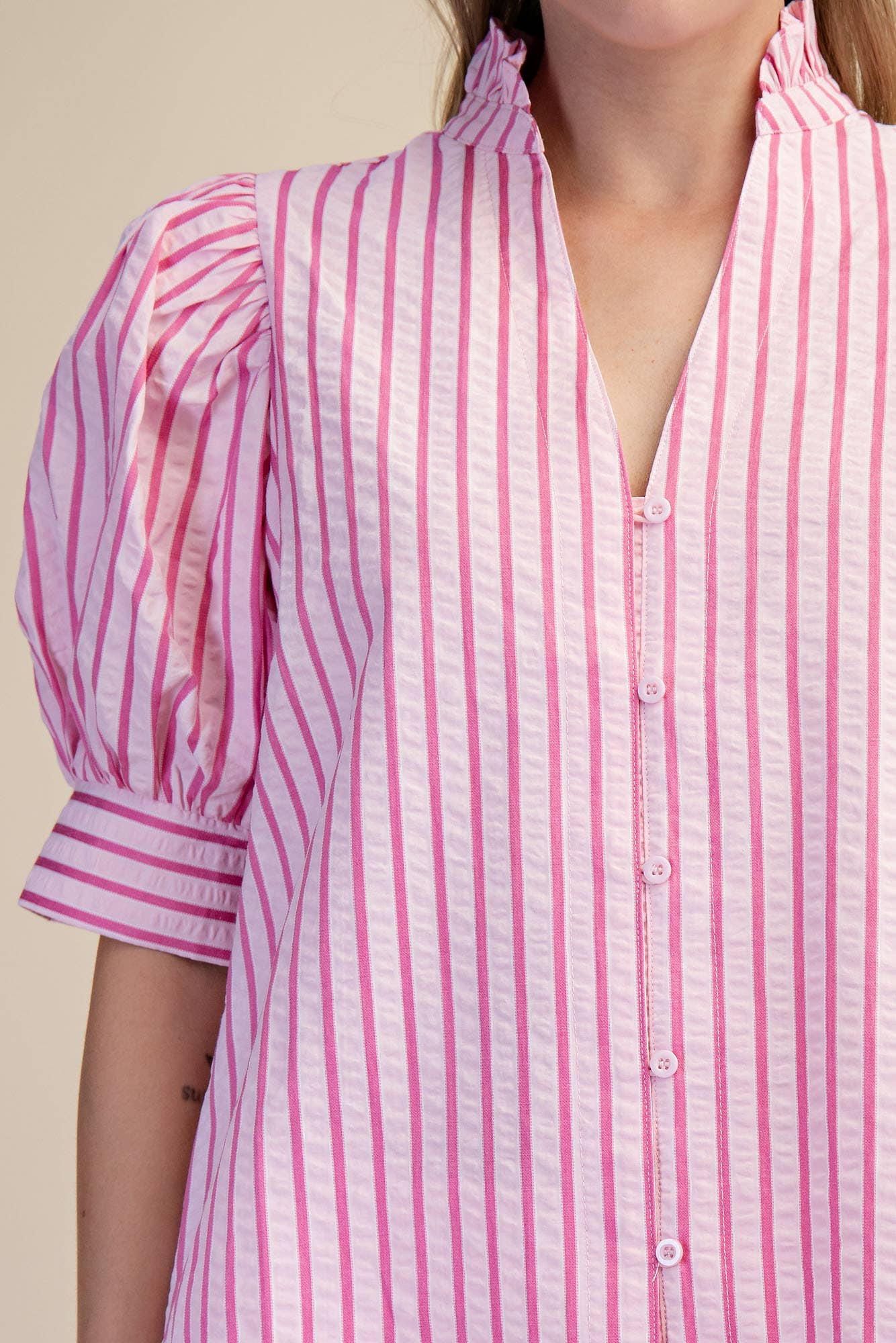 Sweetheart Puff Sleeve Top-Pink