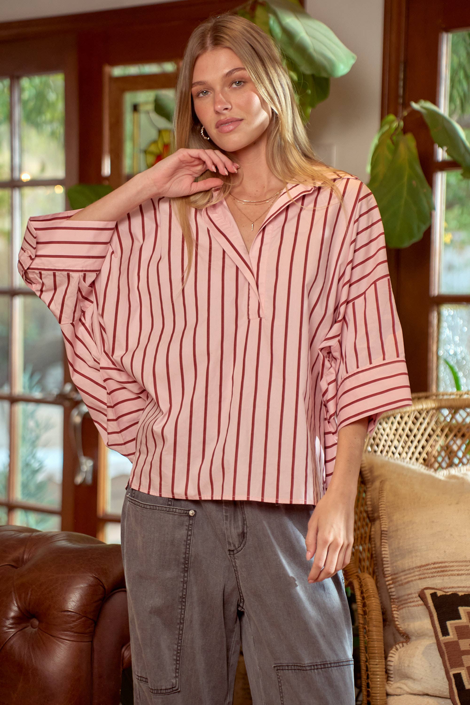 Happy Heart Oversized Striped Top