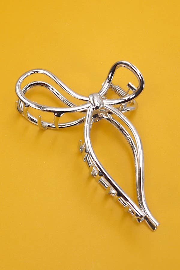 Bow Hair Claw Clips- Silver