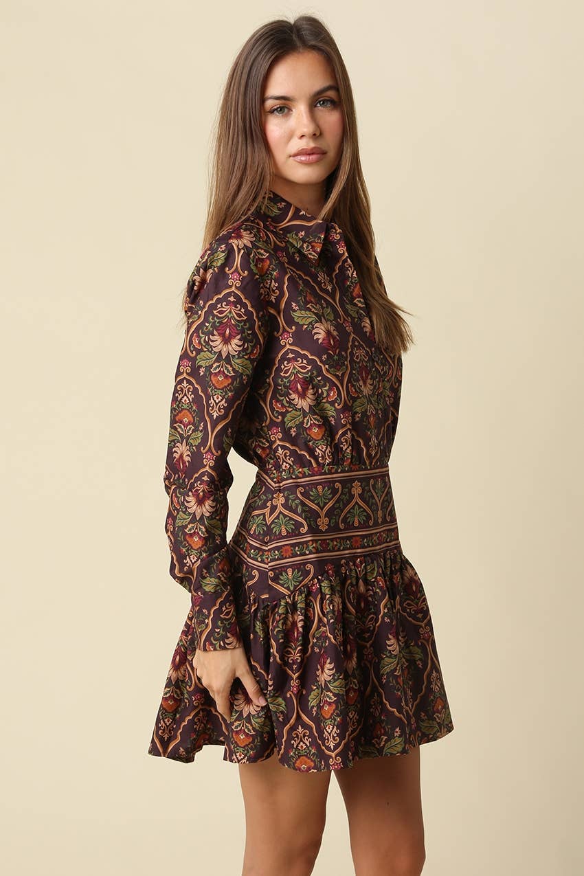 Adriana Paisley Mini Dress