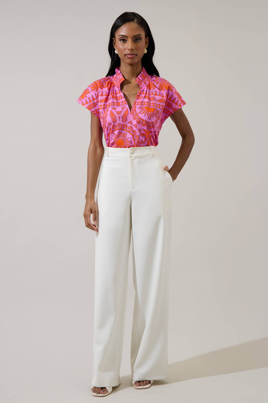 Tarie Tropical Ruffle Top