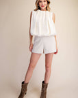 Estelle Pleated Balloon Top-Off White