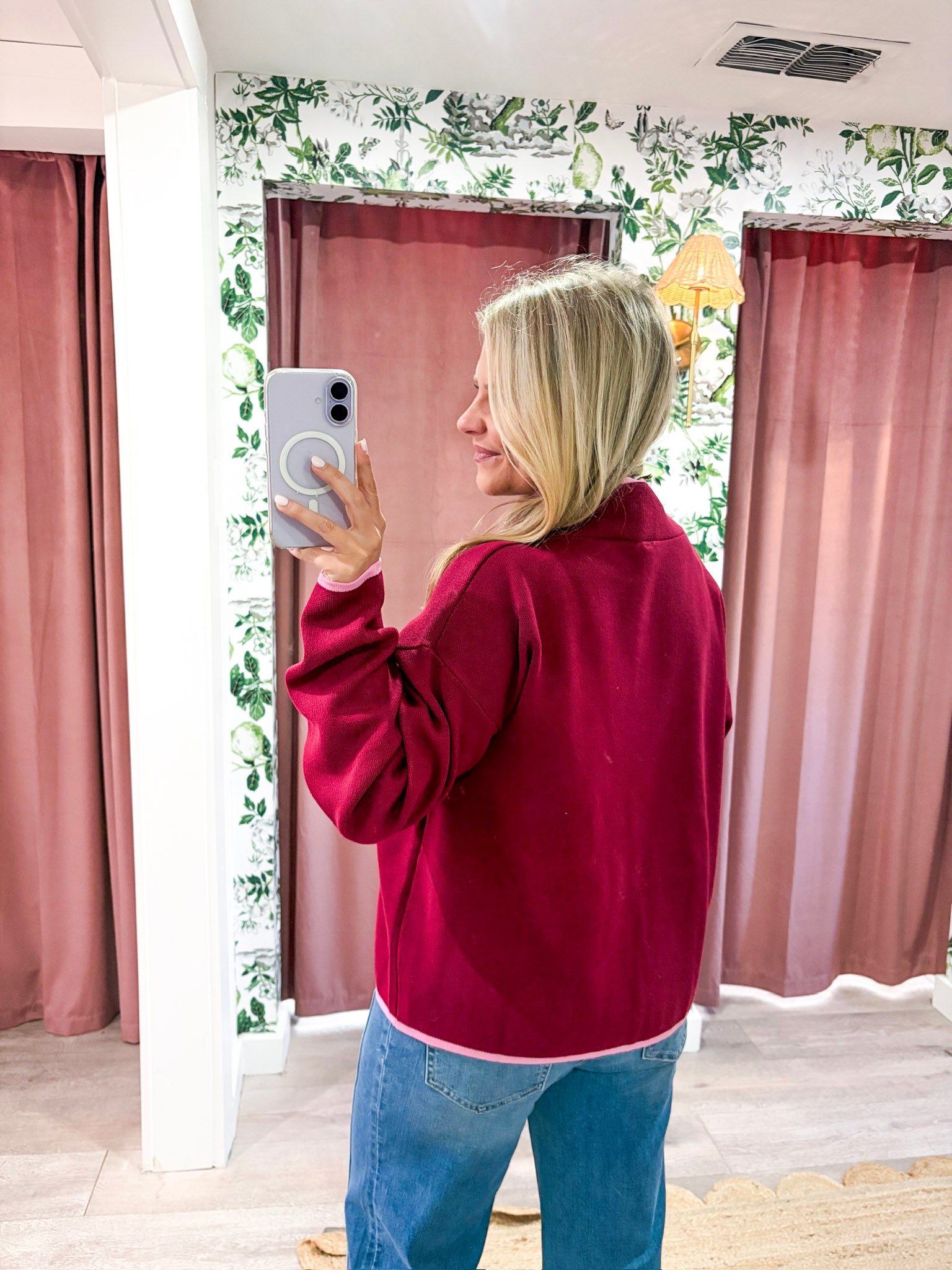 Falling Leaves Sweater-Burgundy