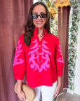 Blush Peony Top-Red