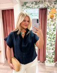 Timeless Touch Collar Top-Navy