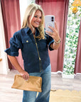 Seaside Zipper Front Jacket-Navy