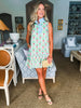 Retro Palms Mini Dress-Green