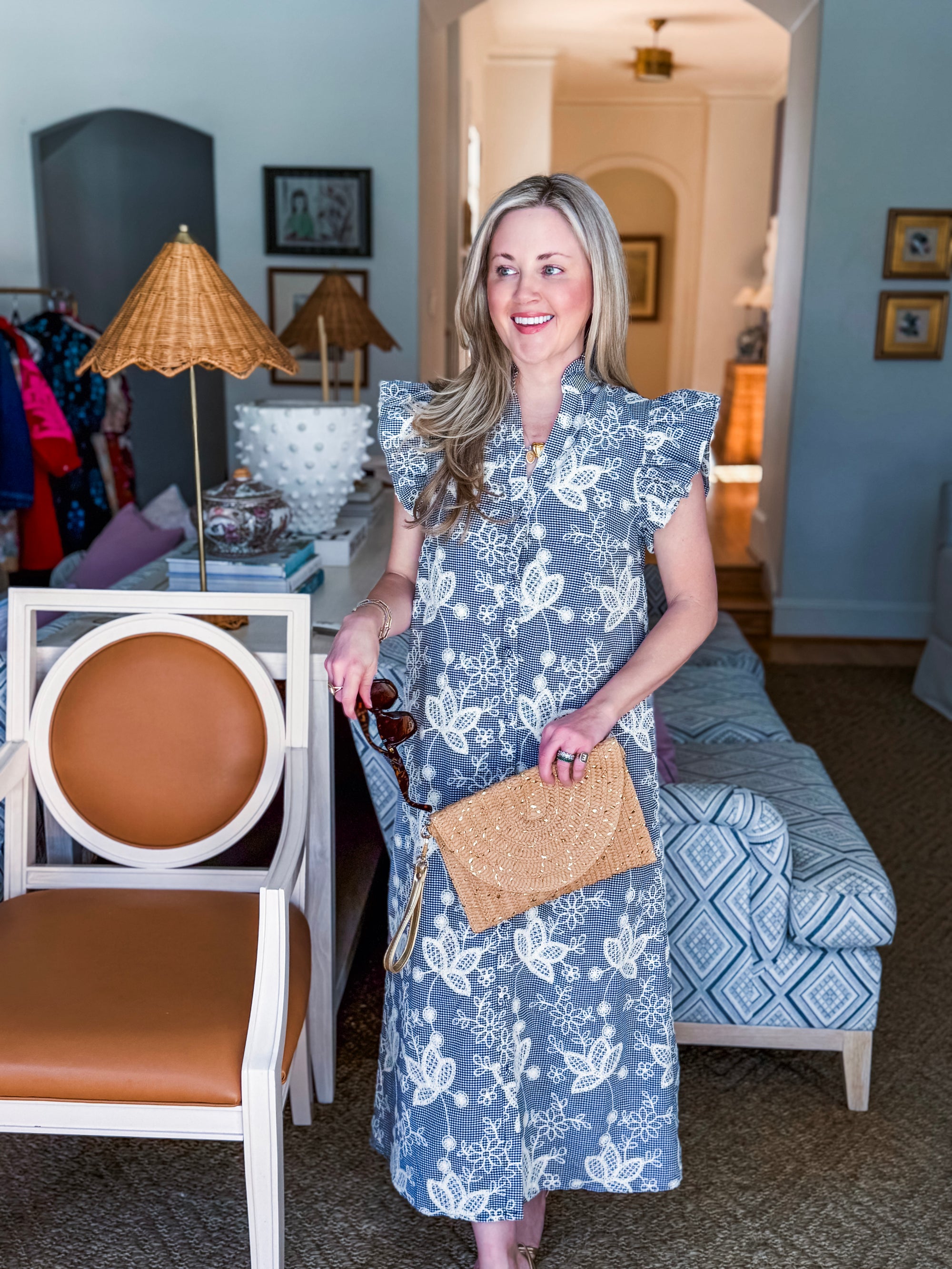 Willow Bloom Gingham Midi Dress