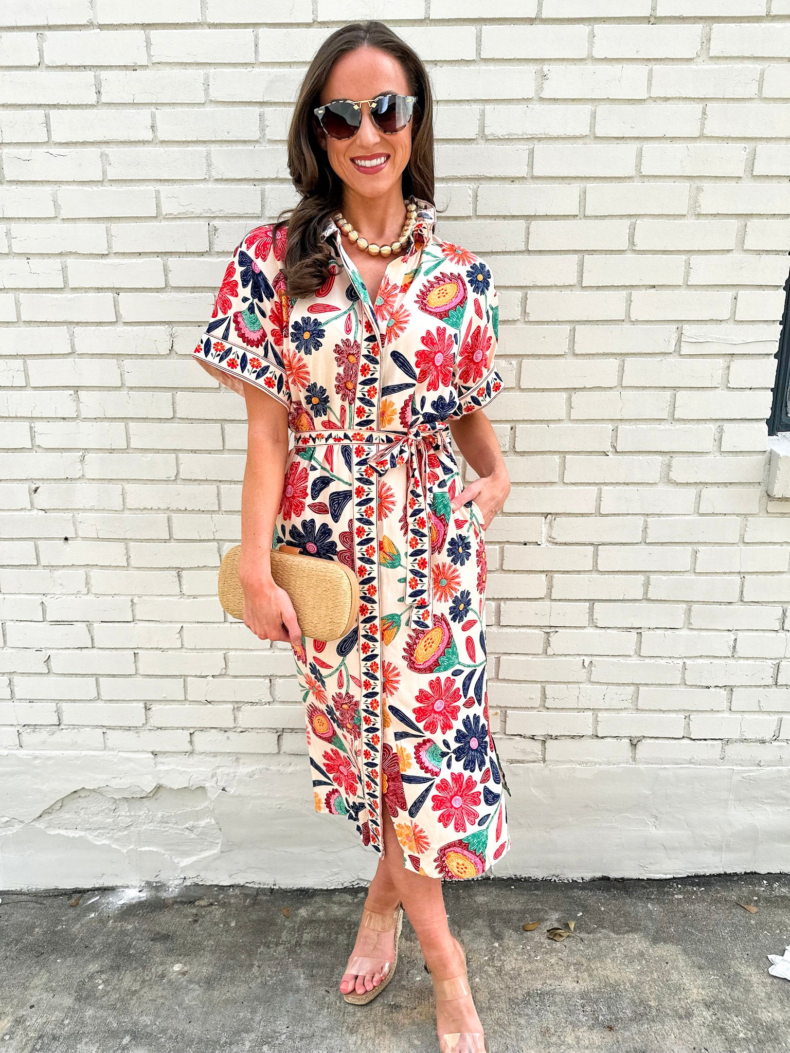 tie waist midi dress Garden Grace Tie Waist Midi Dress-Coral Large