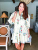 Floral Girl Mini Dress-Cream