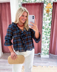 Lena Ruffle Plaid Blouse Top