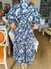 Floral Elegance Midi Dress-Navy