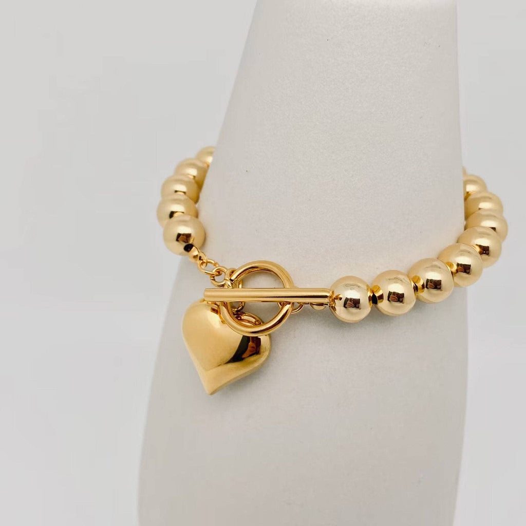 Heart Charm Bead Bracelet