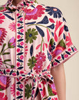 Garden Grace Tie Waist Midi Dress-Pink