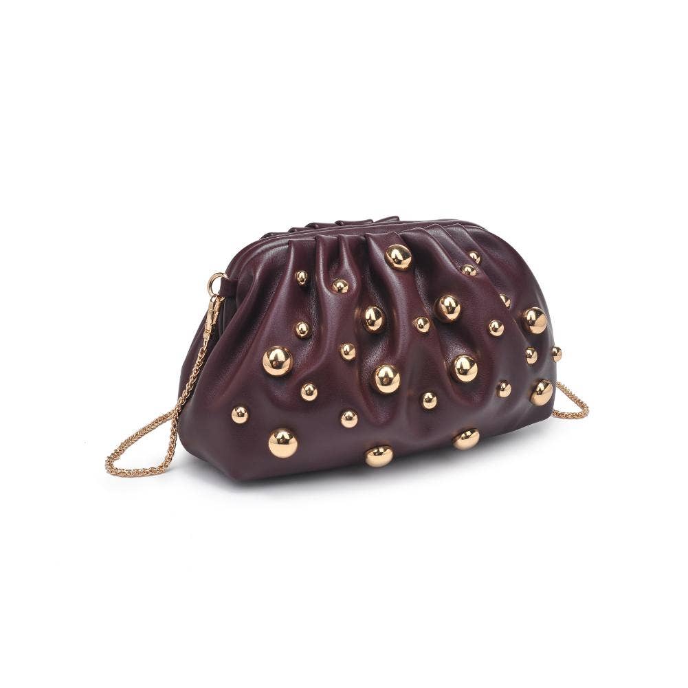 Carey Studded Clutch- Wine