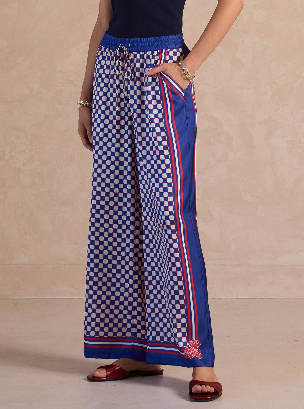 Checkerboard Wide Leg Pants