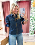 Seaside Zipper Front Jacket-Navy