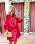 Isla Floral Baroque Dress-Red