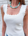 Lila Scallop Knit Top-Cream