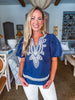 Feeling Breezy Embroidered Top-Navy