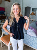 Ruffled Cap Sleeve Top-Black