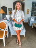 Floral Panel Mini Dress-Ecru