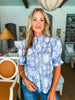 Bluebell Charm Floral Top-Indigo