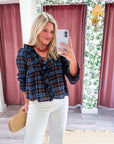 Lena Ruffle Plaid Blouse Top