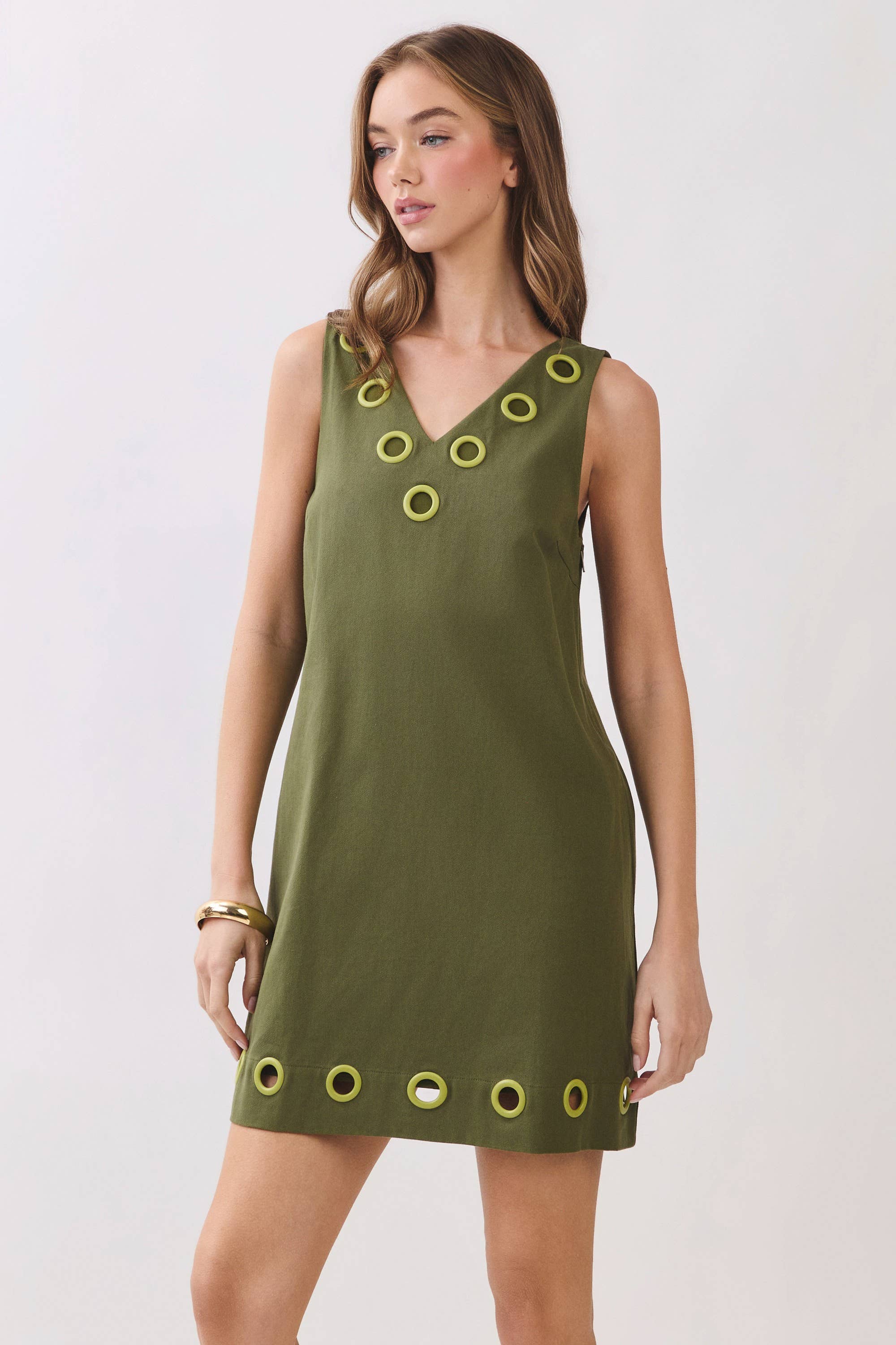 Weekend Cabin Mini Dress-Olive