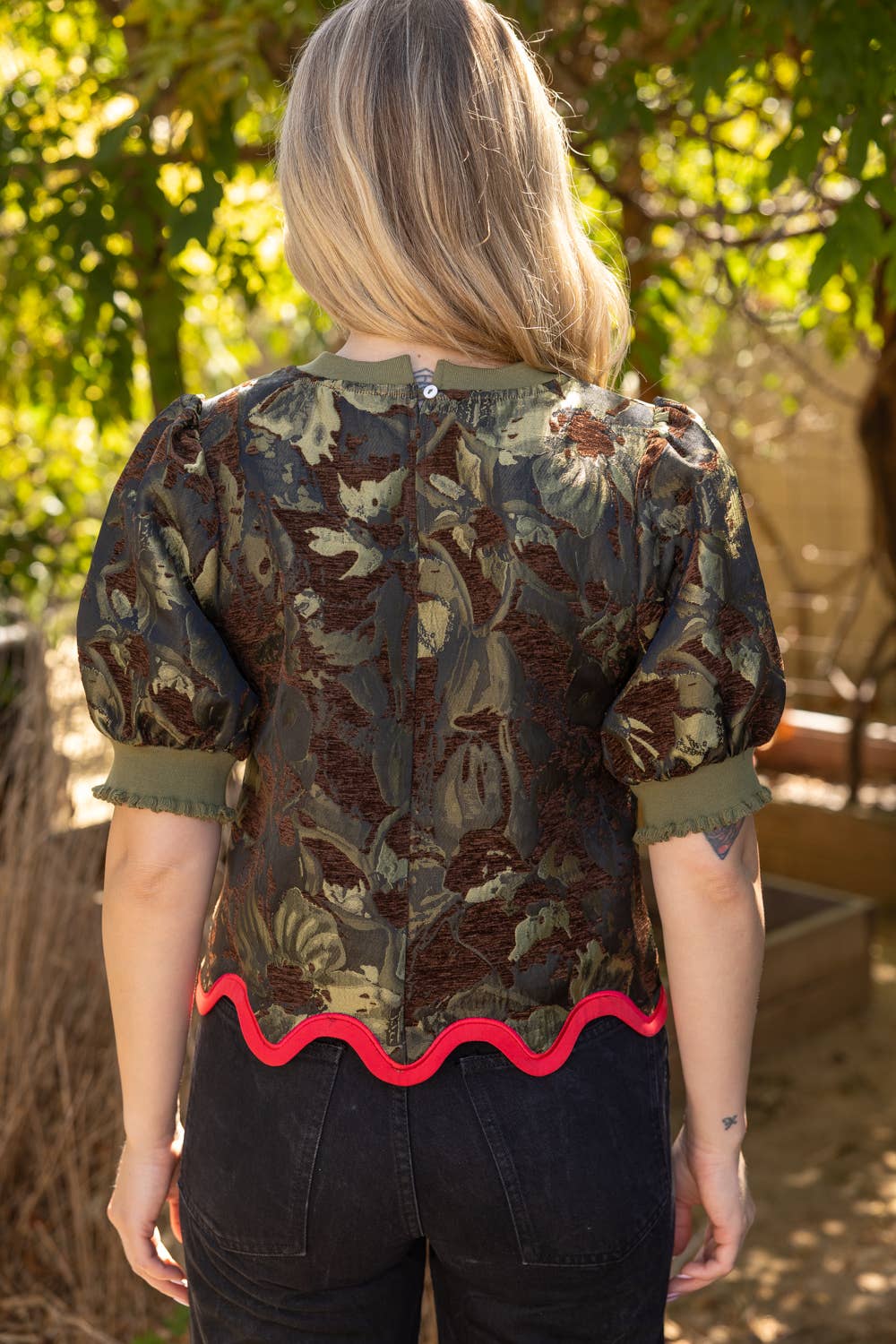 Floral Sketch Jacquard Top