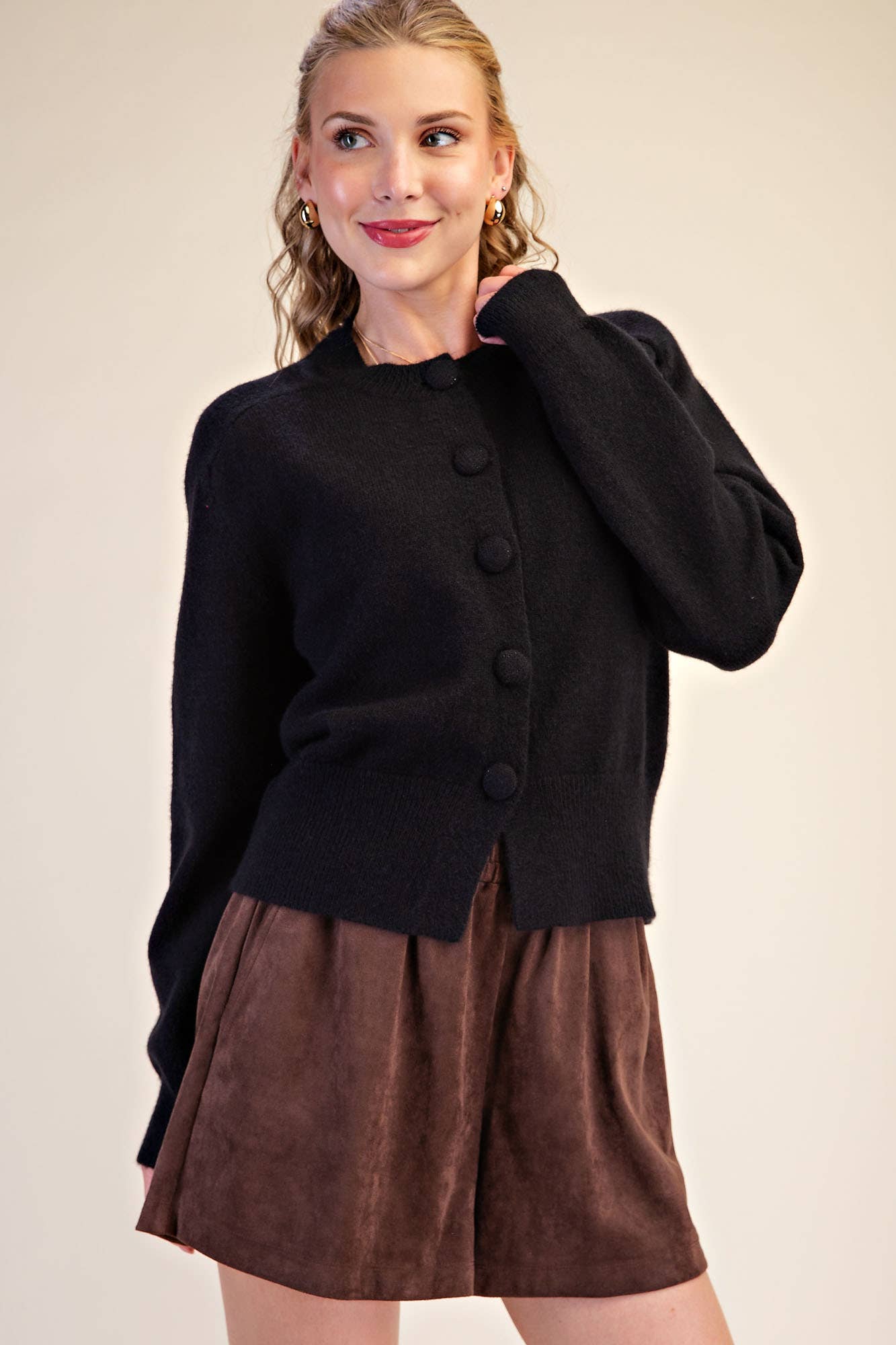 Fireside Cottage Cardigan-Black