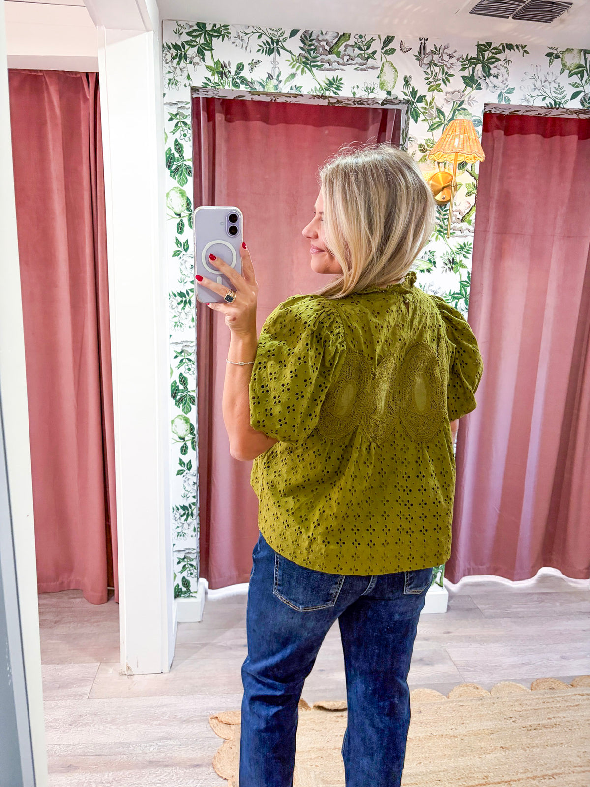 Beatrice Puff Sleeve Top-Olive