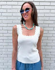 Lila Scallop Knit Top-Cream