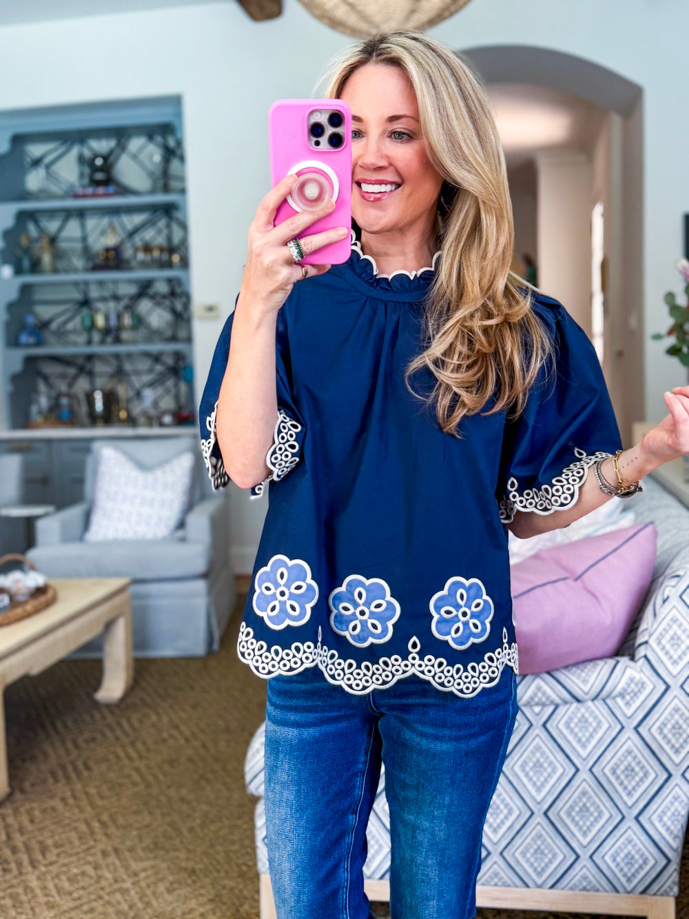 Bohemian Dreams Embroidered Top- Dark Navy