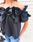 Great Night Off Shoulder Top-Black