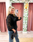 The Mandarin Lace Top-Black
