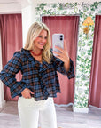 Lena Ruffle Plaid Blouse Top