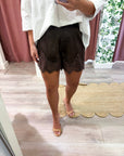 Satin Allure Shorts-Brown