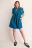 Countryside Mornings Mini Dress-Teal