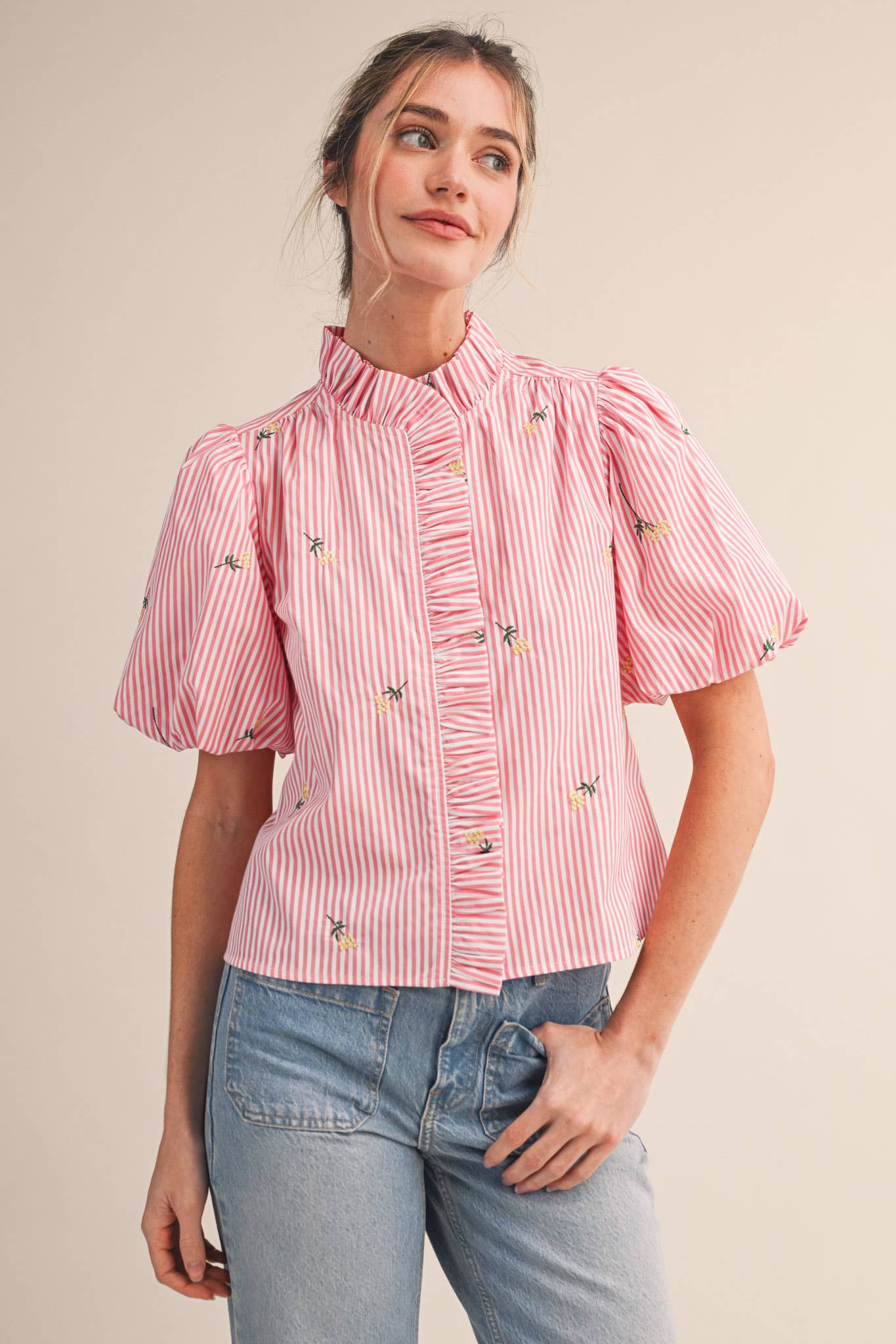Spring Fling Bubble Sleeve Top