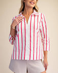 Everly Stripe Top-Pink