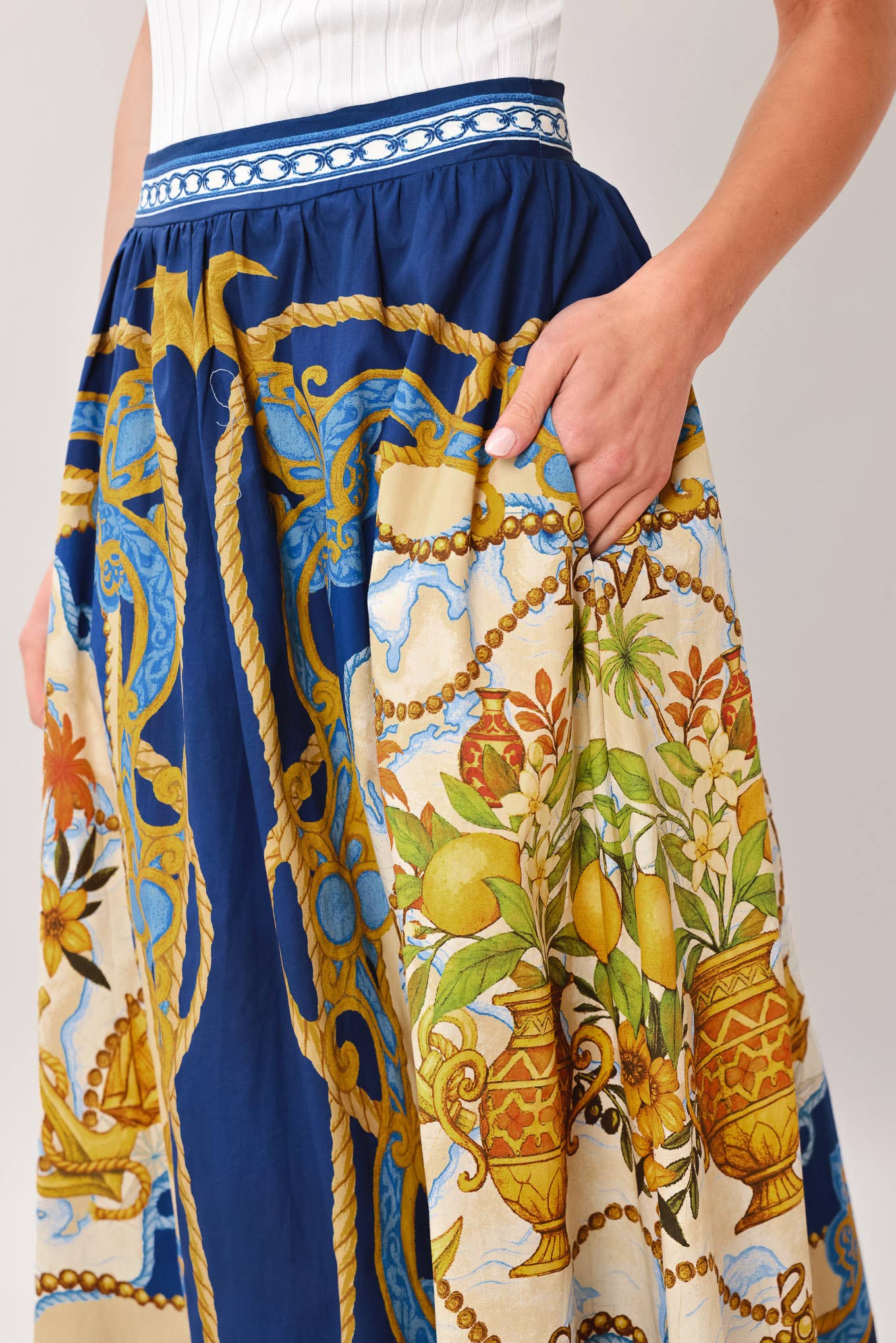 Midnight Bloom Midi Skirt