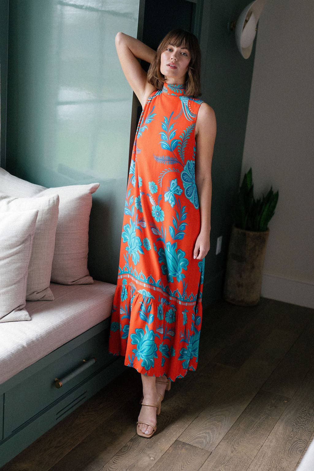 Sunset Coral Maxi Dress