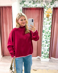 Falling Leaves Sweater-Burgundy