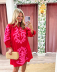 Isla Floral Baroque Dress-Red
